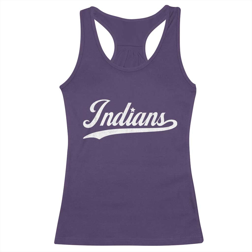 Retro Script Indians Racerback Tank Top Vintage Team Name - Wonder Print Shop
