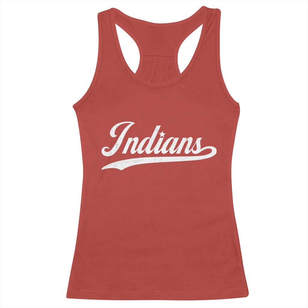Retro Script Indians Racerback Tank Top Vintage Team Name - Wonder Print Shop