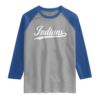Retro Script Indians Raglan Shirt Vintage Team Name - Wonder Print Shop