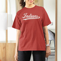 Retro Script Indians T Shirt For Women Vintage Sports Team Name - Wonder Print Shop