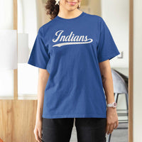 Retro Script Indians T Shirt For Women Vintage Sports Team Name - Wonder Print Shop