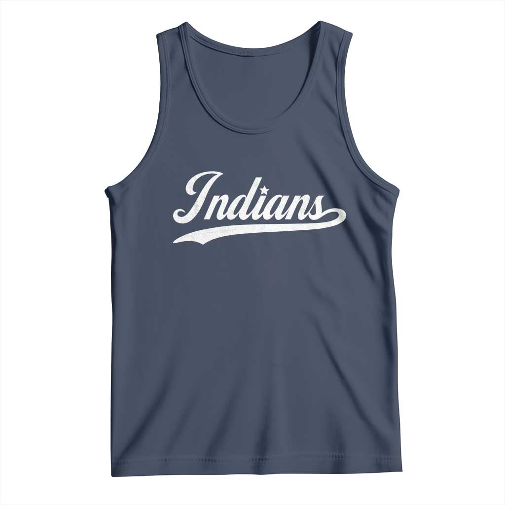 Retro Script Indians Tank Top Vintage Sports Team Name - Wonder Print Shop