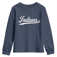 Retro Script Indians Youth Sweatshirt Vintage Team Name - Wonder Print Shop