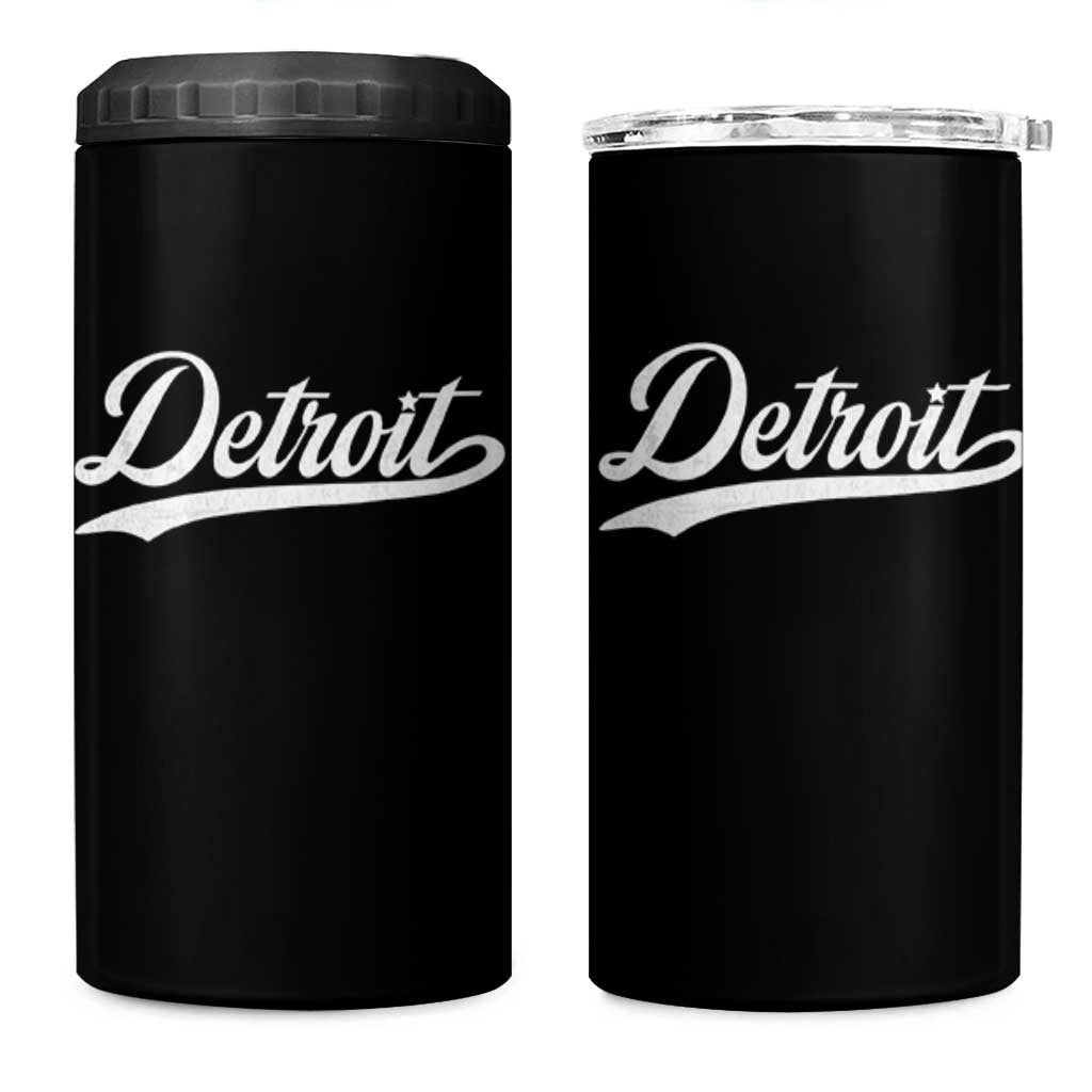 Retro Script Detroit 4 in 1 Can Cooler Tumbler Vintage Sports Team Name - Wonder Print Shop