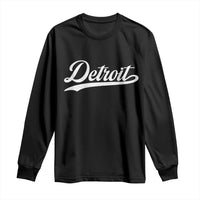 Retro Script Detroit Long Sleeve Shirt Vintage Team Name - Wonder Print Shop