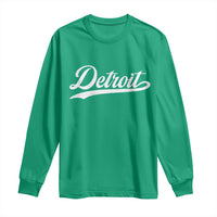 Retro Script Detroit Long Sleeve Shirt Vintage Team Name - Wonder Print Shop