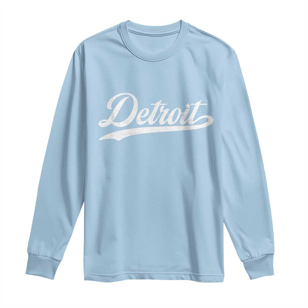 Retro Script Detroit Long Sleeve Shirt Vintage Team Name - Wonder Print Shop