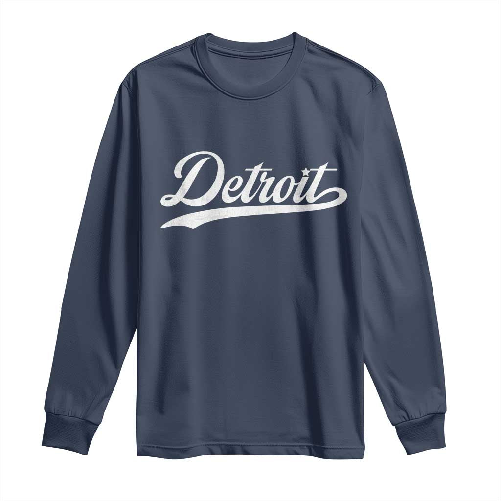 Retro Script Detroit Long Sleeve Shirt Vintage Team Name - Wonder Print Shop