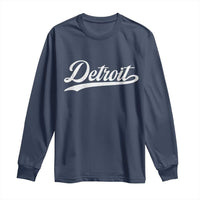 Retro Script Detroit Long Sleeve Shirt Vintage Team Name - Wonder Print Shop