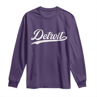 Retro Script Detroit Long Sleeve Shirt Vintage Team Name - Wonder Print Shop