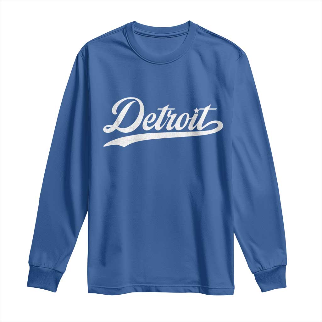 Retro Script Detroit Long Sleeve Shirt Vintage Team Name - Wonder Print Shop