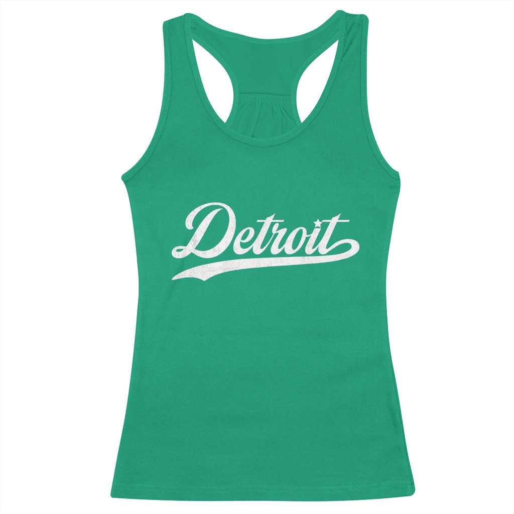 Retro Script Detroit Racerback Tank Top Vintage Team Name - Wonder Print Shop