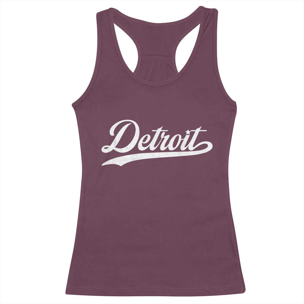 Retro Script Detroit Racerback Tank Top Vintage Team Name - Wonder Print Shop