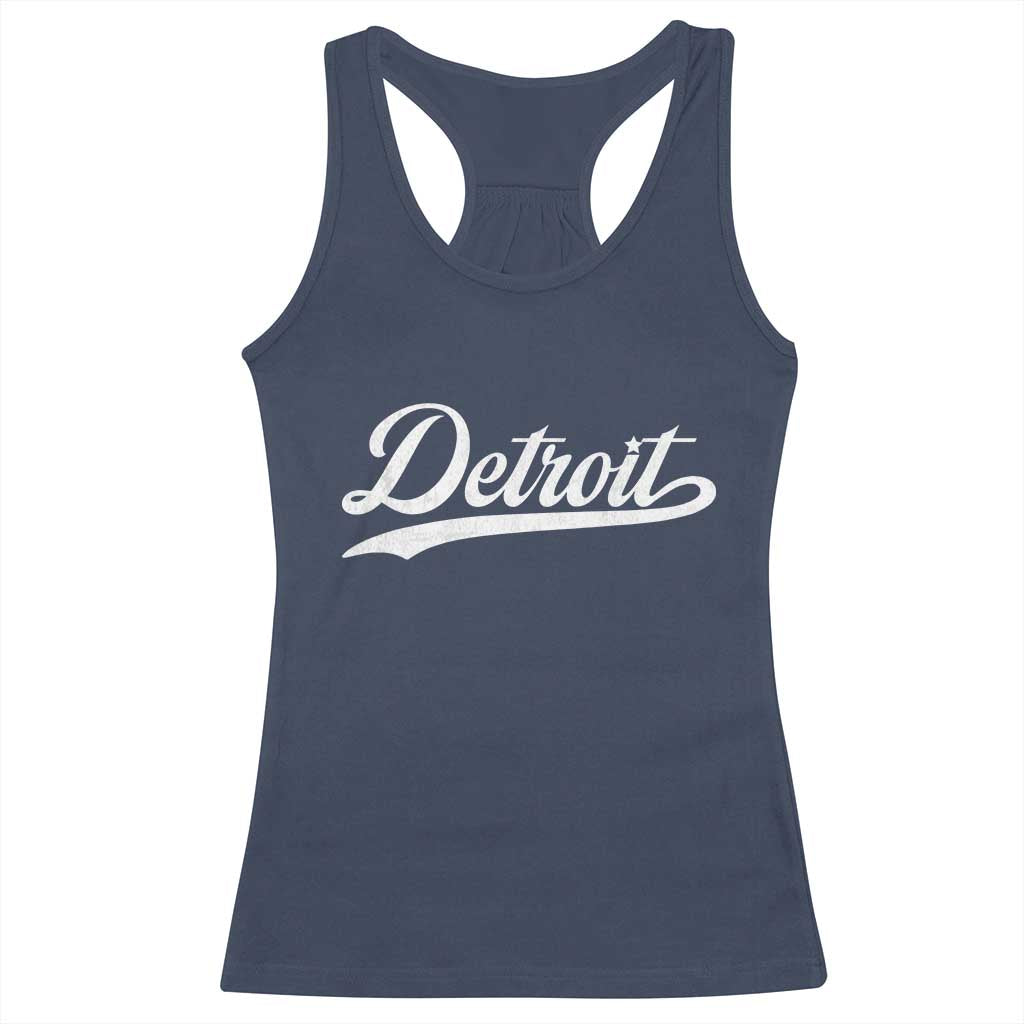 Retro Script Detroit Racerback Tank Top Vintage Team Name - Wonder Print Shop