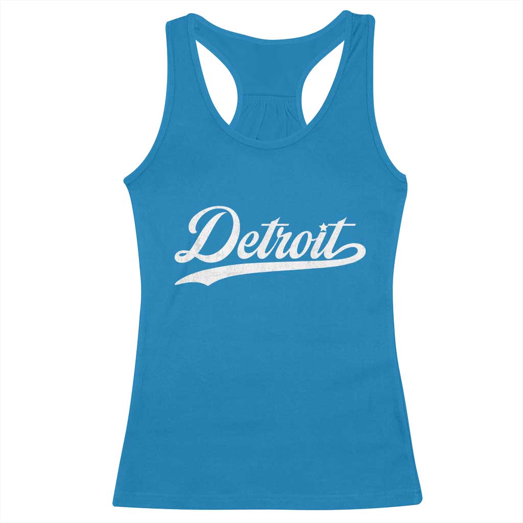 Retro Script Detroit Racerback Tank Top Vintage Team Name - Wonder Print Shop
