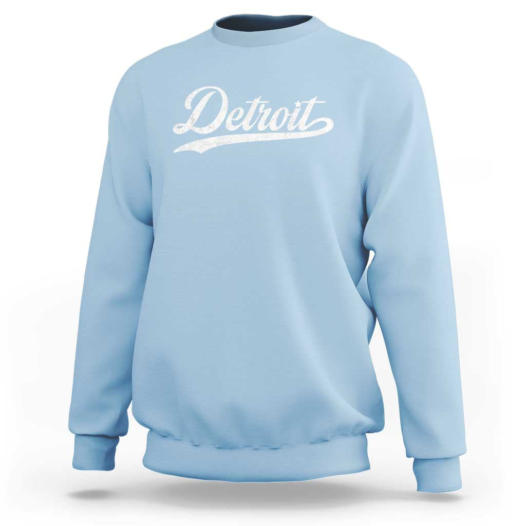 Retro Script Detroit Sweatshirt Vintage Sports Team Name - Wonder Print Shop