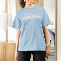 Retro Script Detroit T Shirt For Women Vintage Sports Team Name - Wonder Print Shop