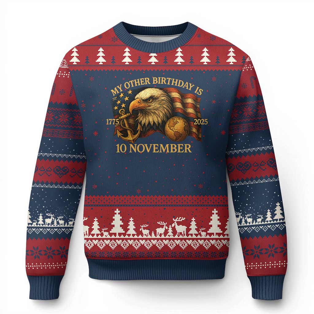 Veteran 250th Anniversary Ugly Christmas Sweater My Other Birthday Is 10 November 1775 - Wonder Print Shop