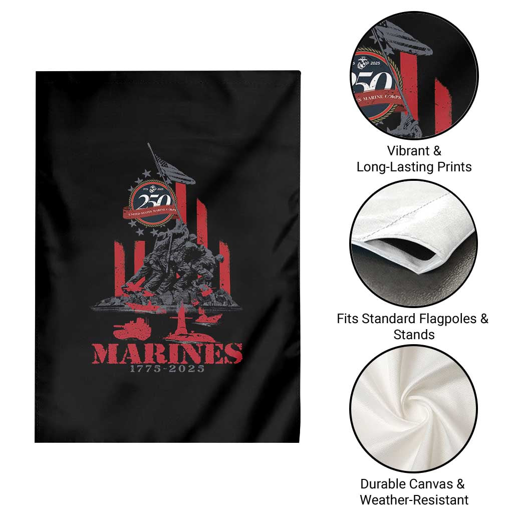 Marine Veteran 250th Anniversary Garden Flag Retro Military Corps American Flag - Wonder Print Shop