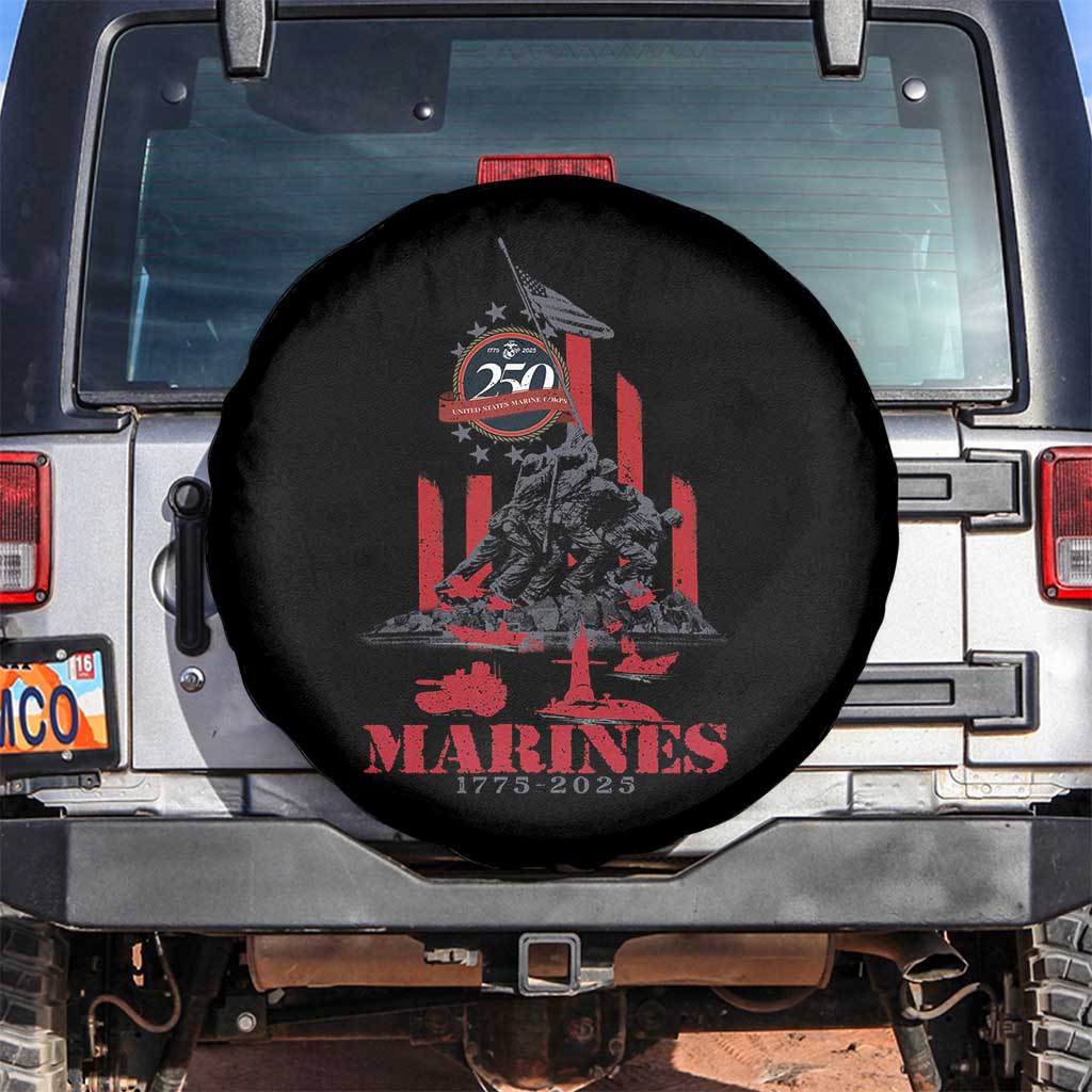 Marine Veteran 250th Anniversary Spare Tire Cover Retro Military Corps American Flag - Wonder Print Shop
