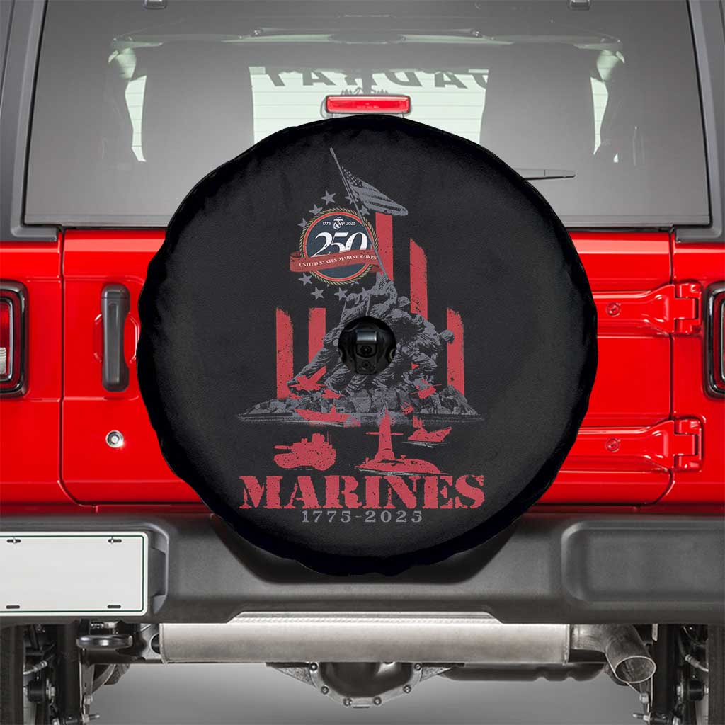 Marine Veteran 250th Anniversary Spare Tire Cover Retro Military Corps American Flag - Wonder Print Shop