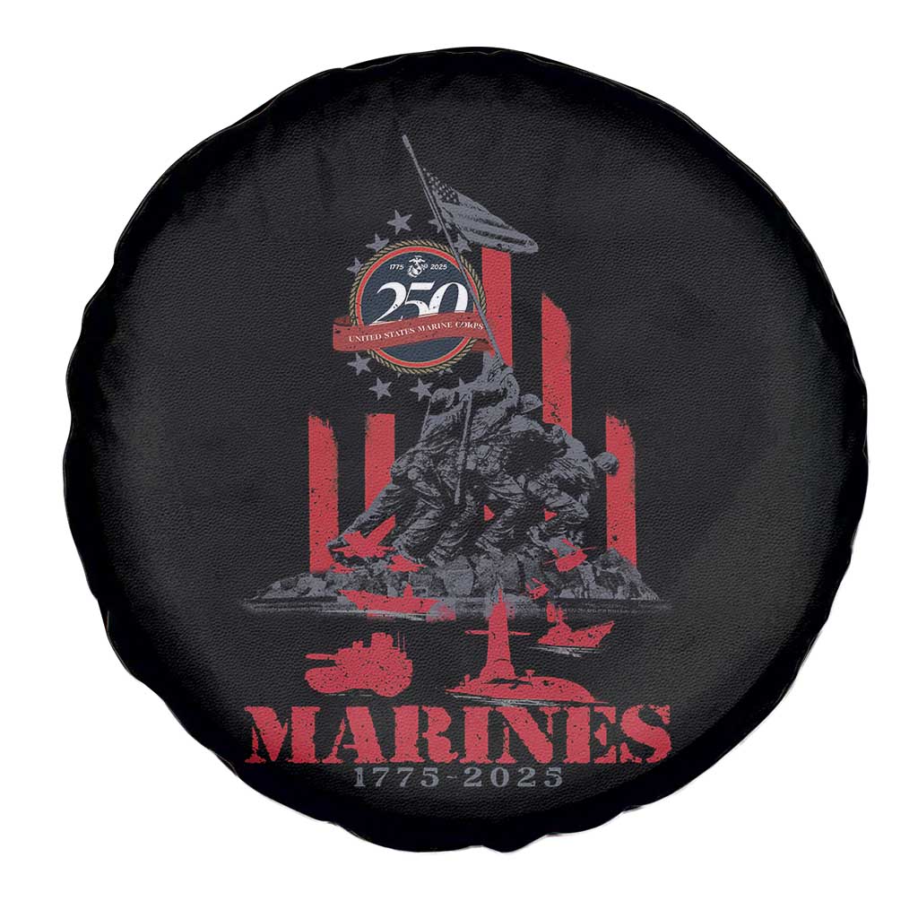 Marine Veteran 250th Anniversary Spare Tire Cover Retro Military Corps American Flag - Wonder Print Shop