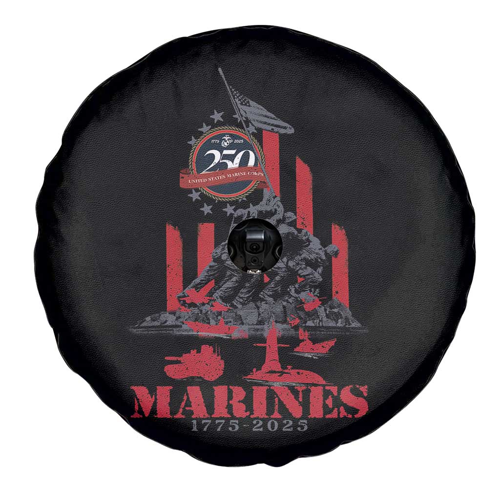 Marine Veteran 250th Anniversary Spare Tire Cover Retro Military Corps American Flag - Wonder Print Shop
