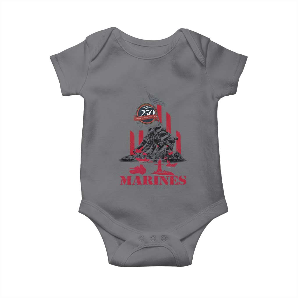 Marine Veteran 250th Anniversary Baby Onesie Retro Military Corps American Flag - Wonder Print Shop