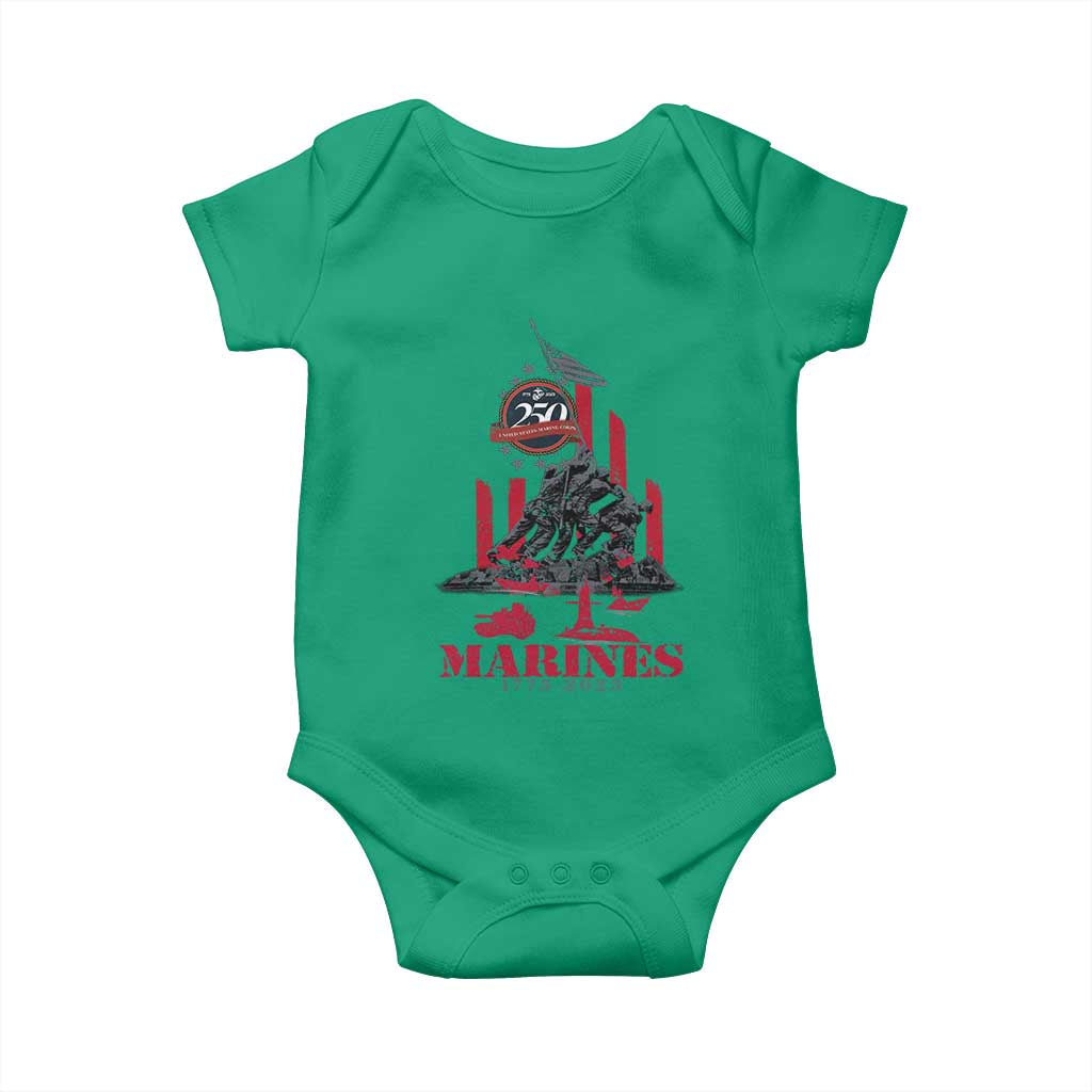 Marine Veteran 250th Anniversary Baby Onesie Retro Military Corps American Flag - Wonder Print Shop