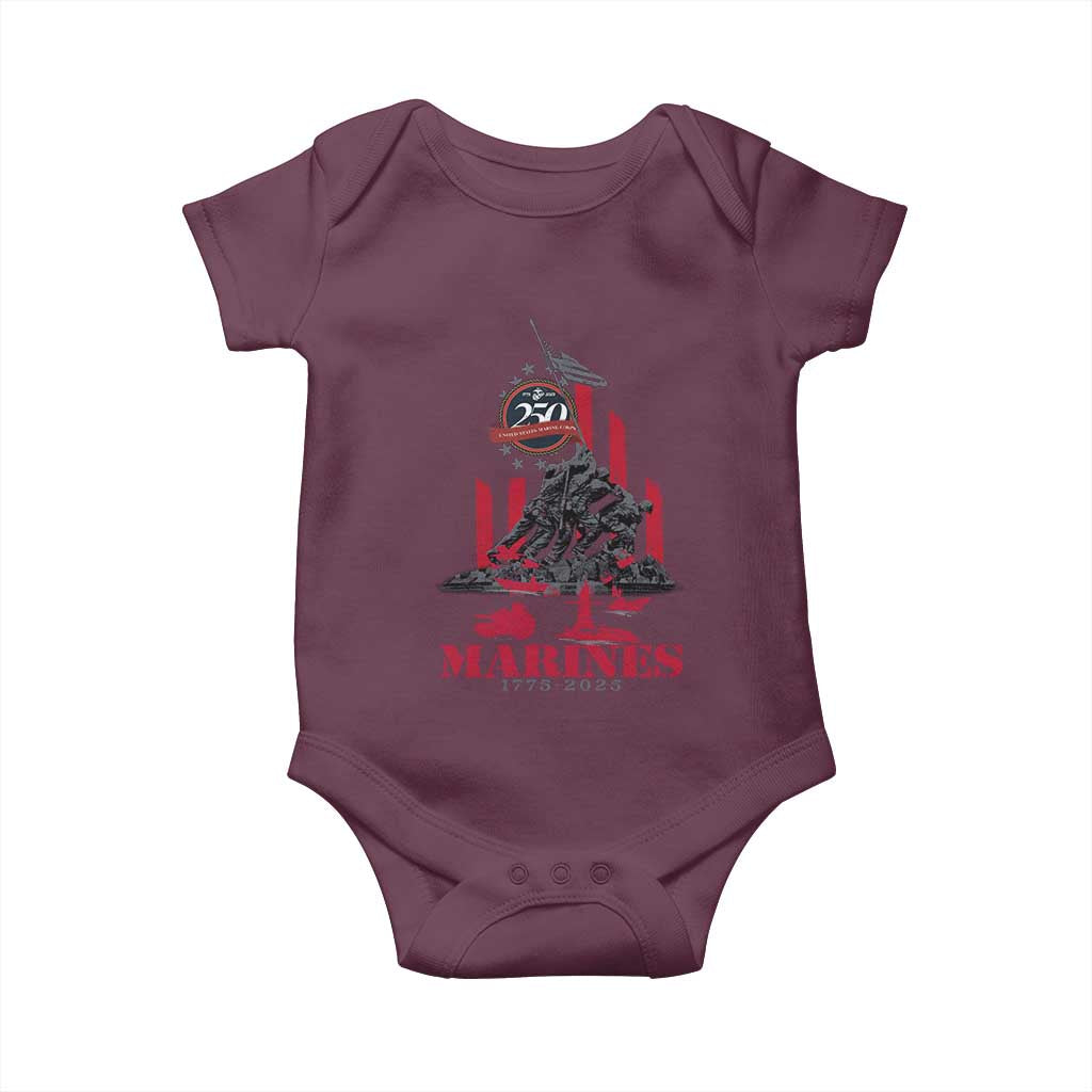 Marine Veteran 250th Anniversary Baby Onesie Retro Military Corps American Flag - Wonder Print Shop