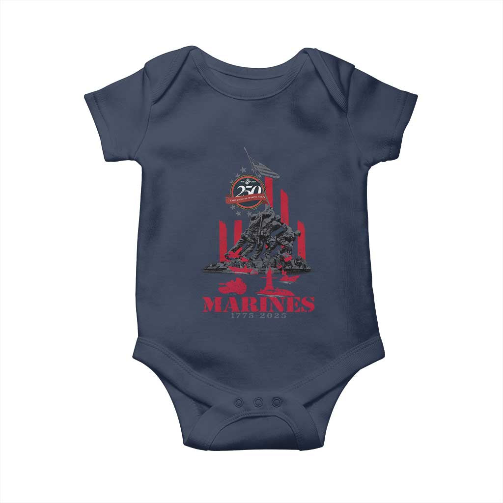 Marine Veteran 250th Anniversary Baby Onesie Retro Military Corps American Flag - Wonder Print Shop