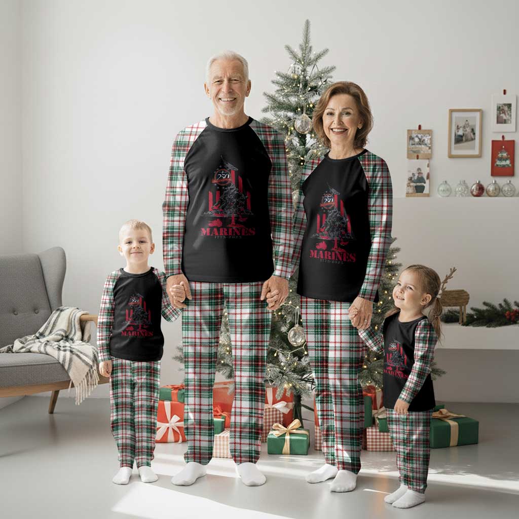 Marine Veteran 250th Anniversary Plaid Pajama Set Retro Military Corps American Flag - Wonder Print Shop
