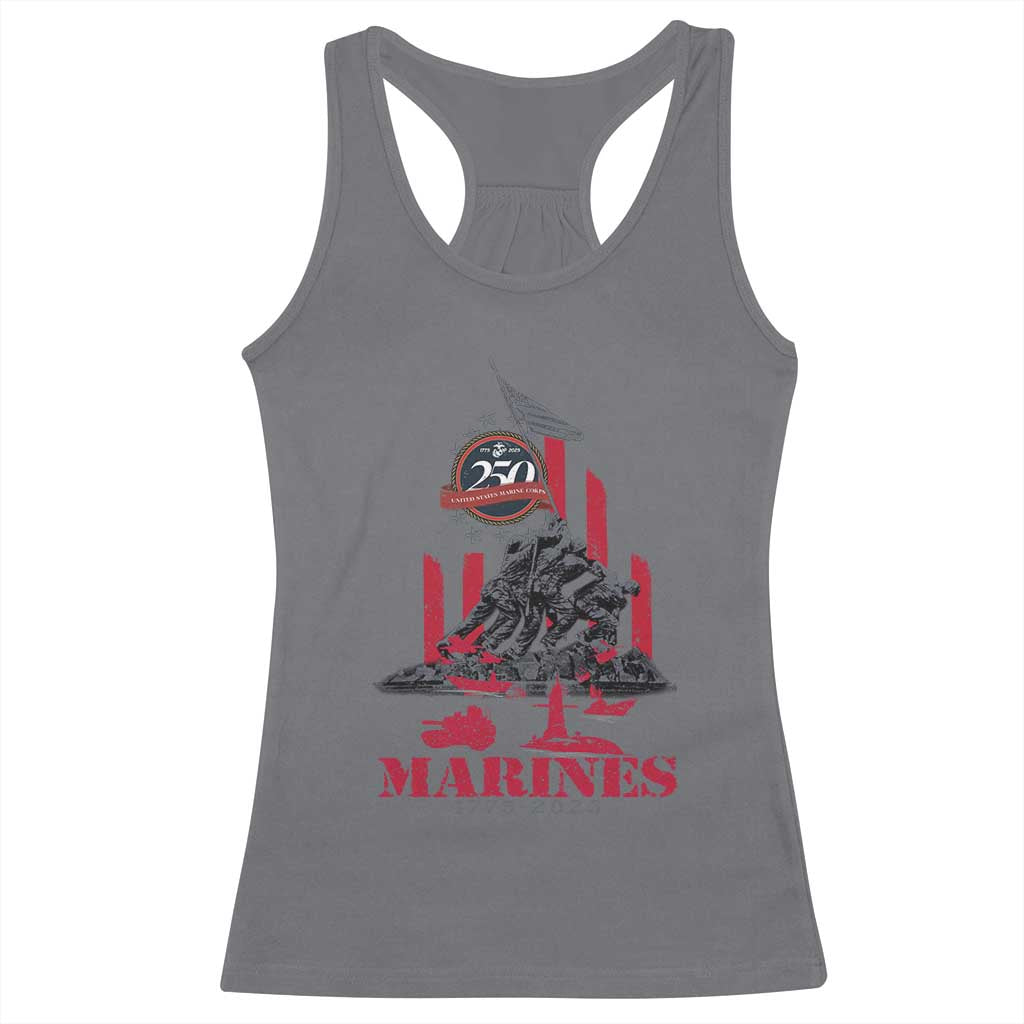 Marine Veteran 250th Anniversary Racerback Tank Top Retro Military Corps American Flag - Wonder Print Shop