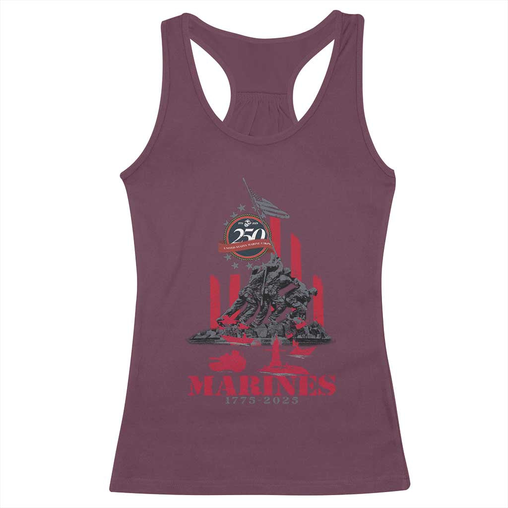 Marine Veteran 250th Anniversary Racerback Tank Top Retro Military Corps American Flag - Wonder Print Shop