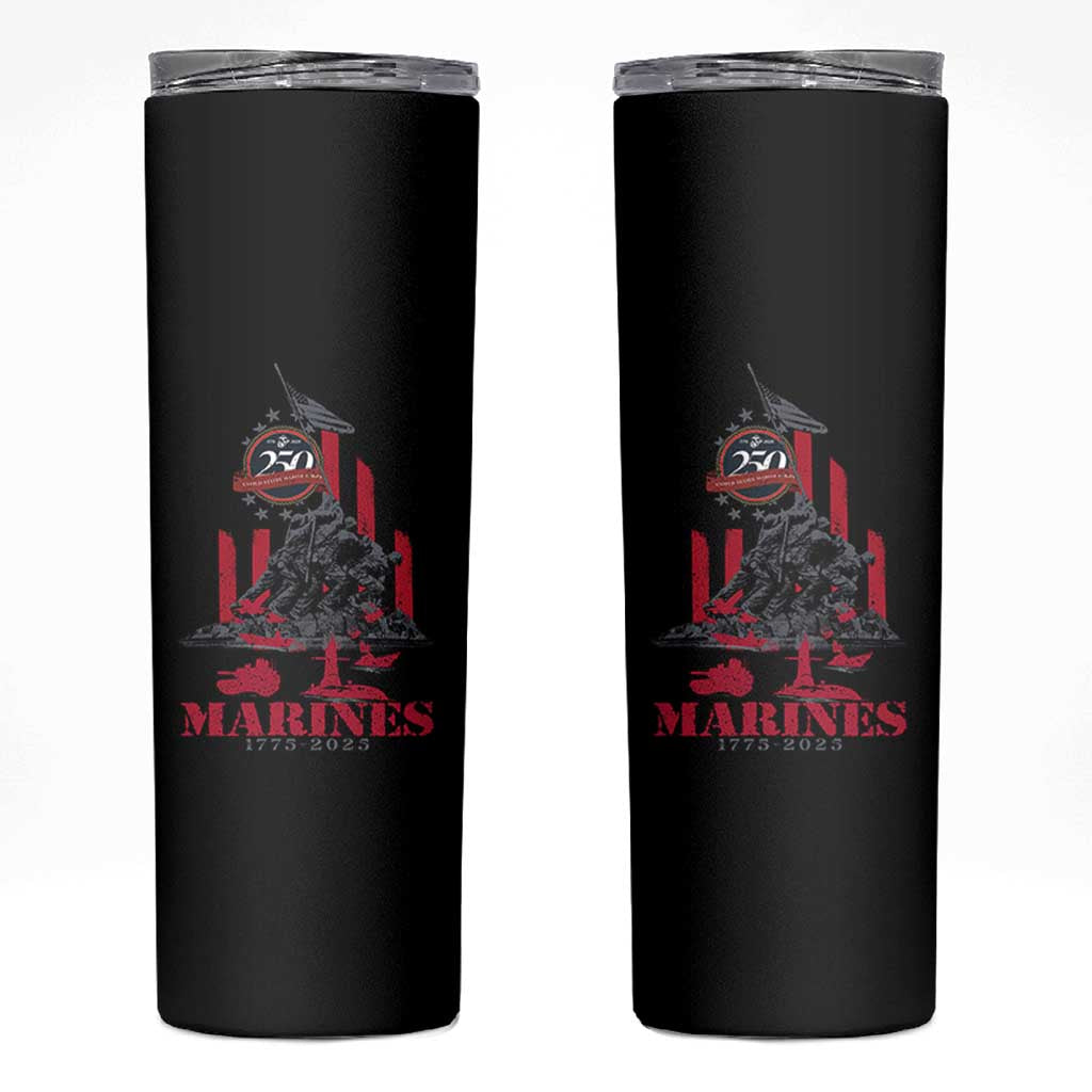 Marine Veteran 250th Anniversary Skinny Tumbler Retro Military Corps American Flag - Wonder Print Shop