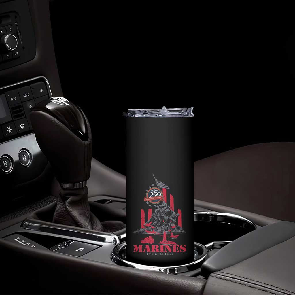 Marine Veteran 250th Anniversary Skinny Tumbler Retro Military Corps American Flag - Wonder Print Shop