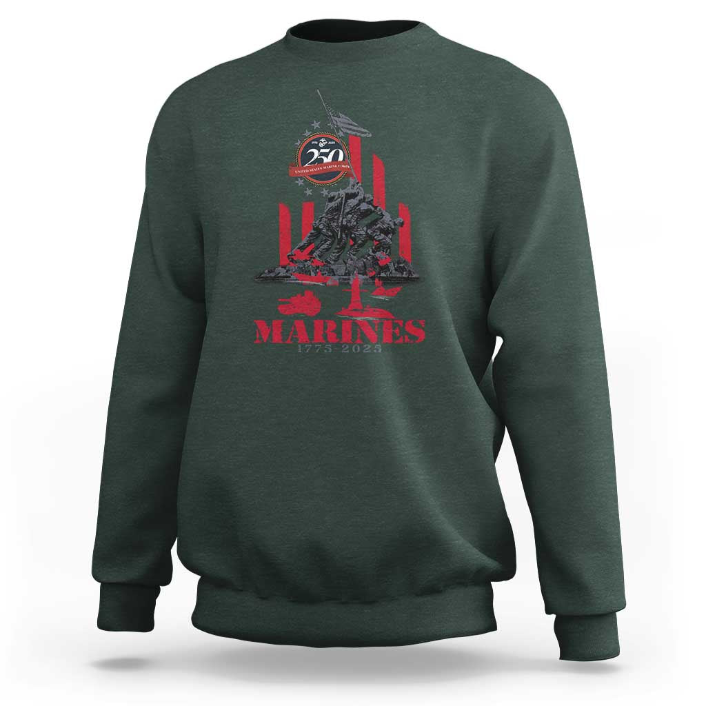 Marine Veteran 250th Anniversary Sweatshirt Retro Military Corps American Flag - Wonder Print Shop