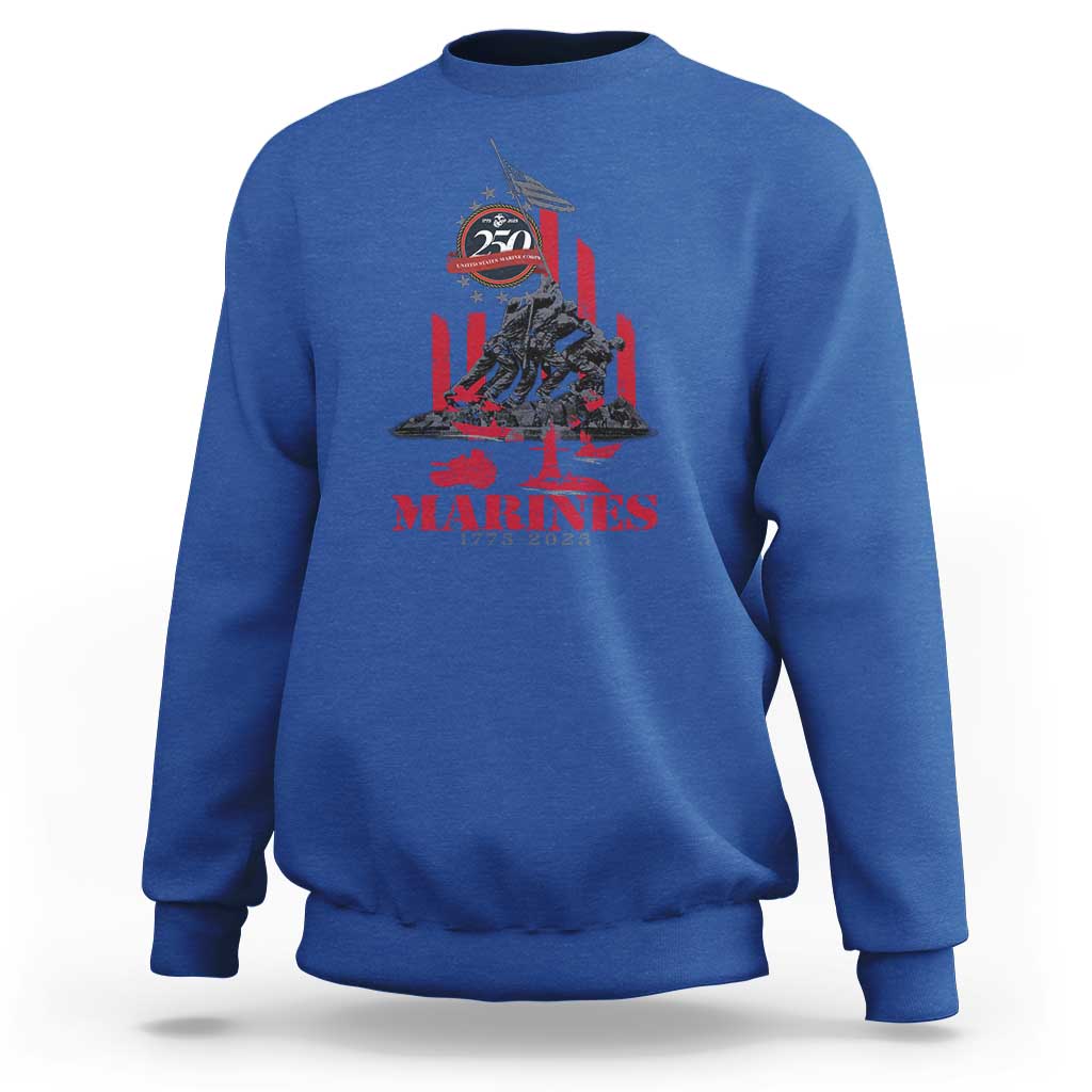 Marine Veteran 250th Anniversary Sweatshirt Retro Military Corps American Flag - Wonder Print Shop