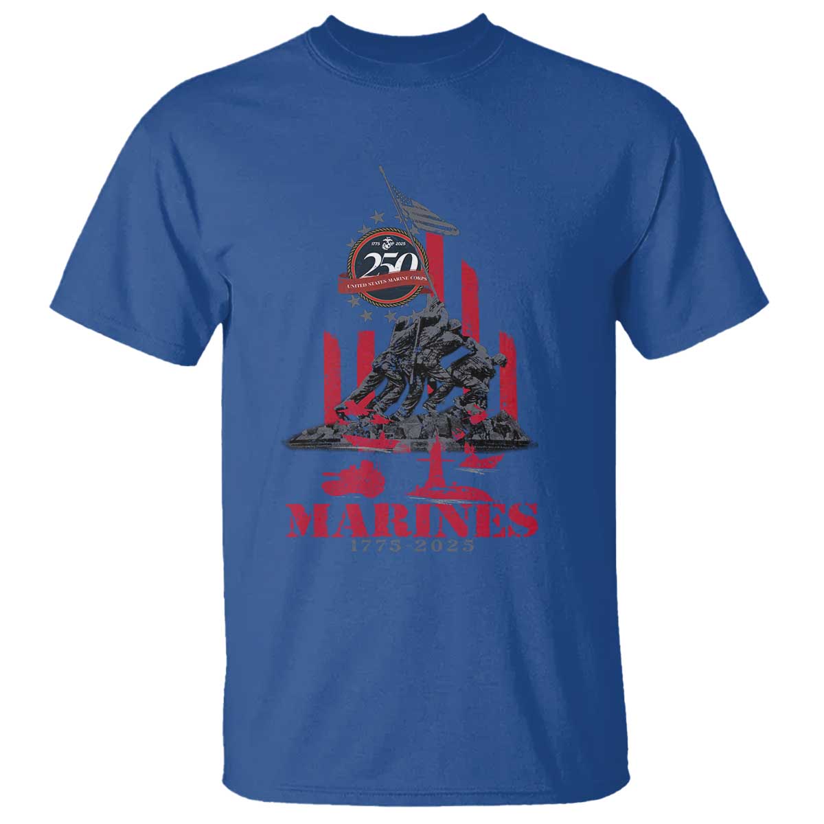 Marine Veteran 250th Anniversary T Shirt Retro Military Corps American Flag - Wonder Print Shop