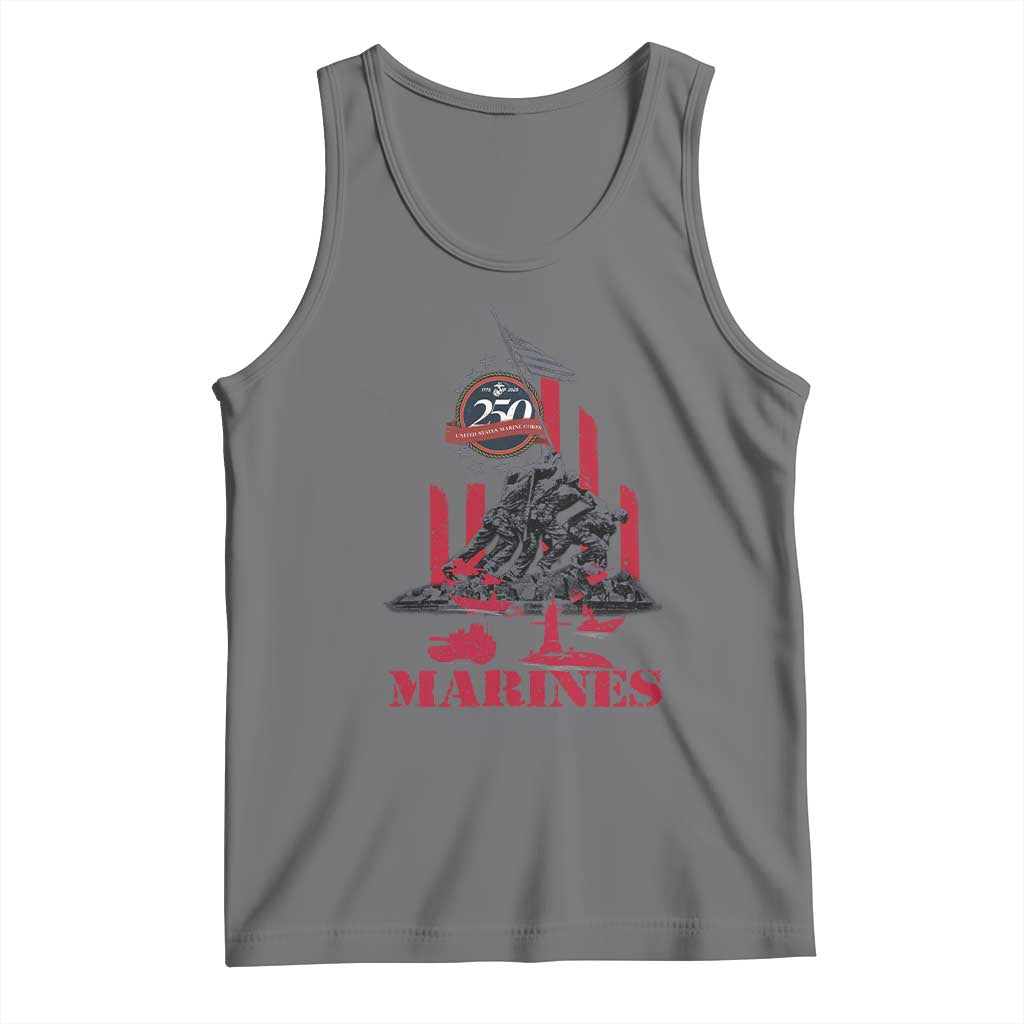 Marine Veteran 250th Anniversary Tank Top Retro Military Corps American Flag - Wonder Print Shop