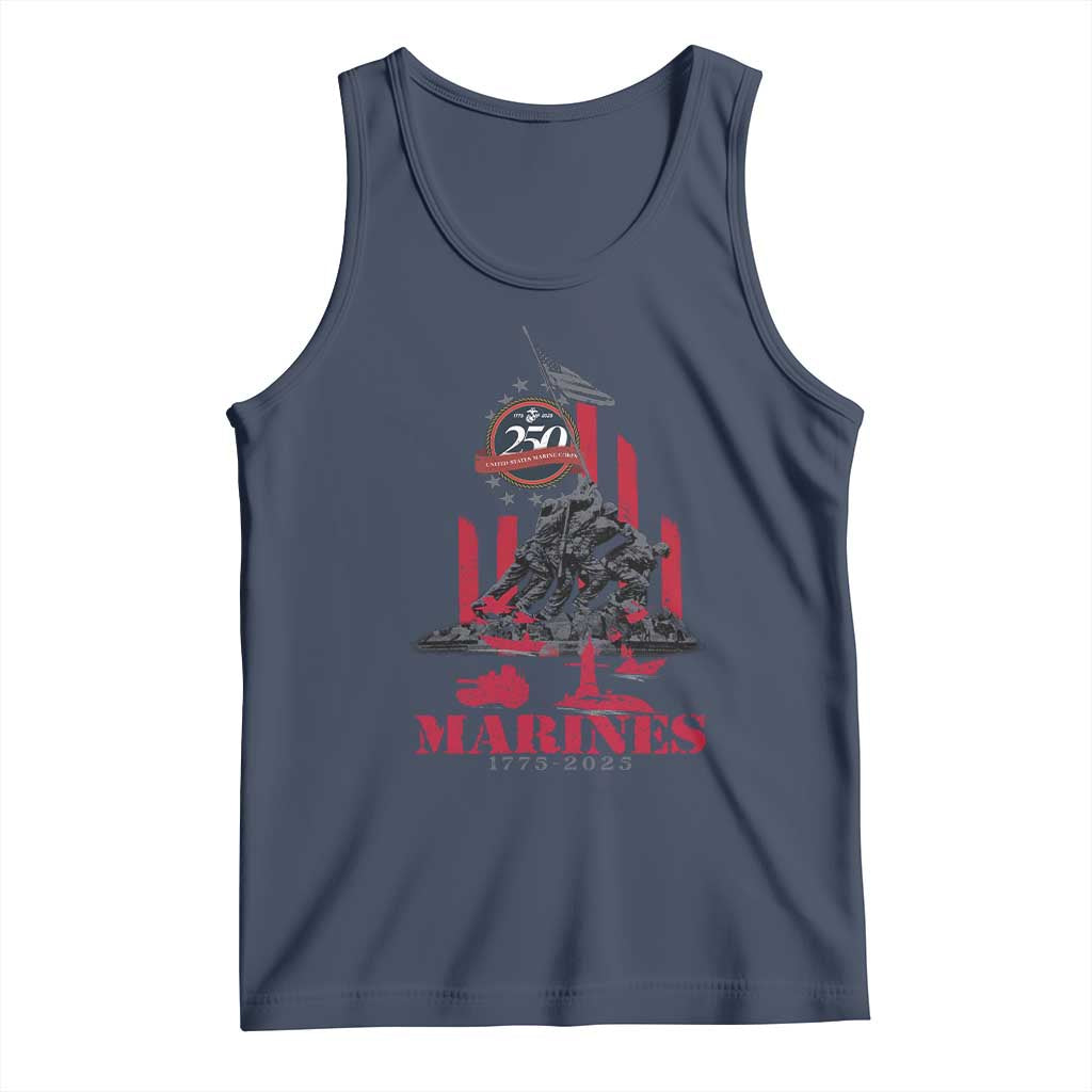 Marine Veteran 250th Anniversary Tank Top Retro Military Corps American Flag - Wonder Print Shop