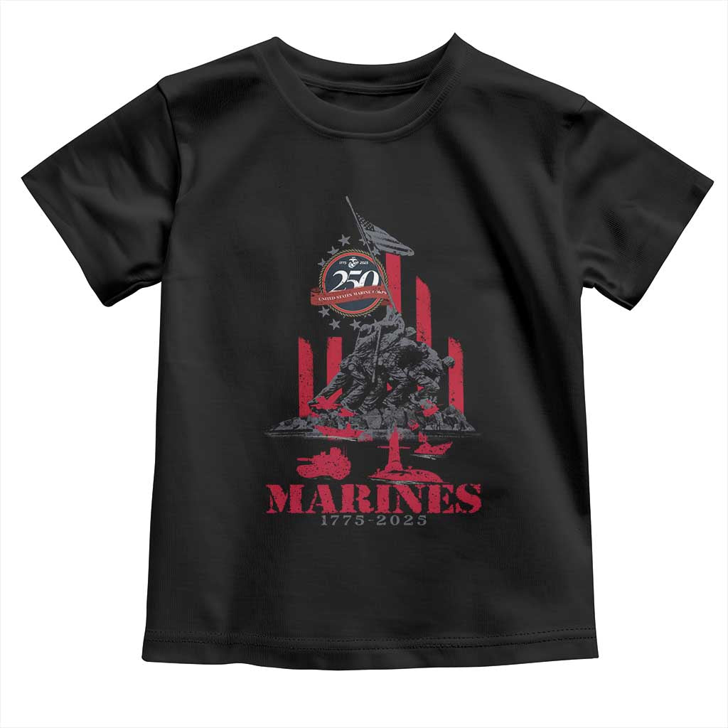 Marine Veteran 250th Anniversary Toddler T Shirt Retro Military Corps American Flag - Wonder Print Shop