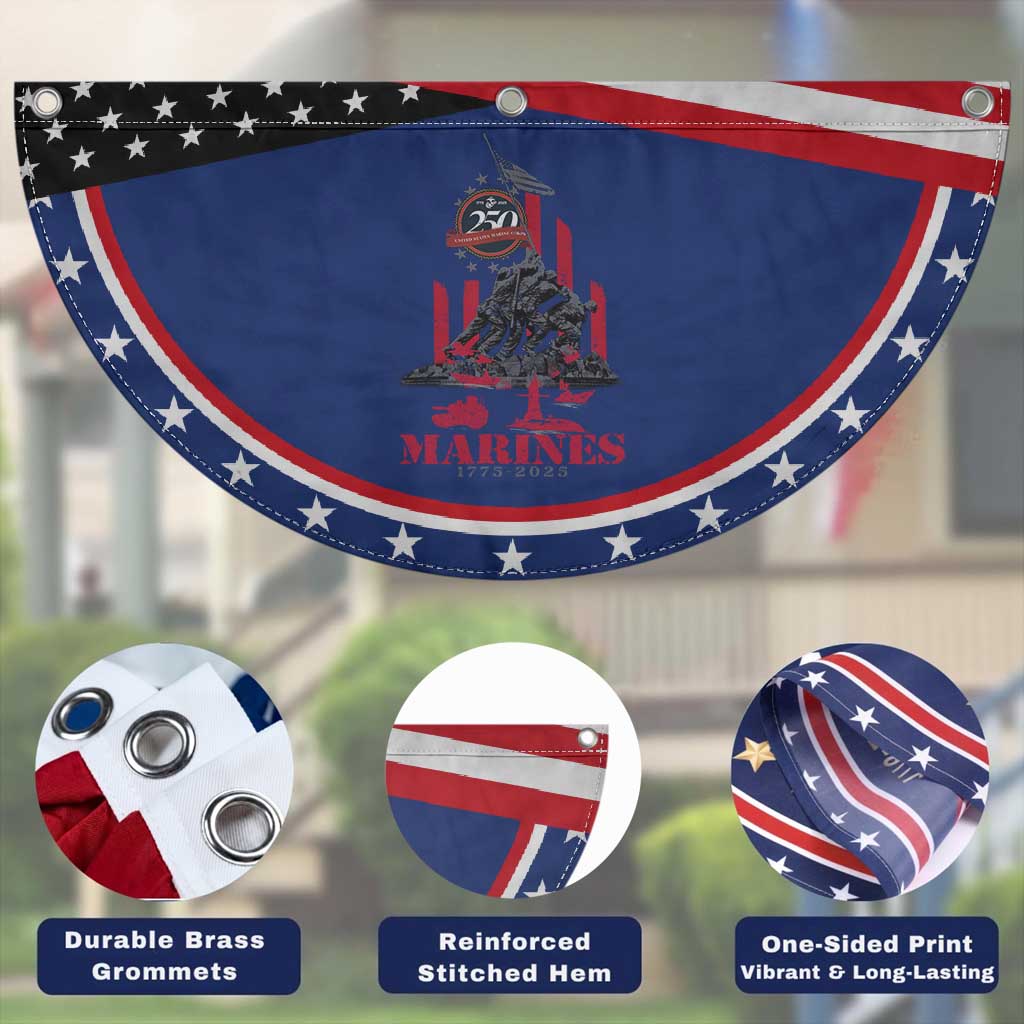 Marine Veteran 250th Anniversary Patriotic Fan Flag Retro Military Corps American Flag