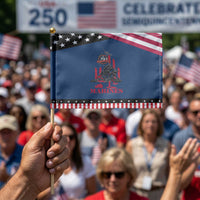 Marine Veteran 250th Anniversary Patriotic Handheld Flag Retro Military Corps American Flag