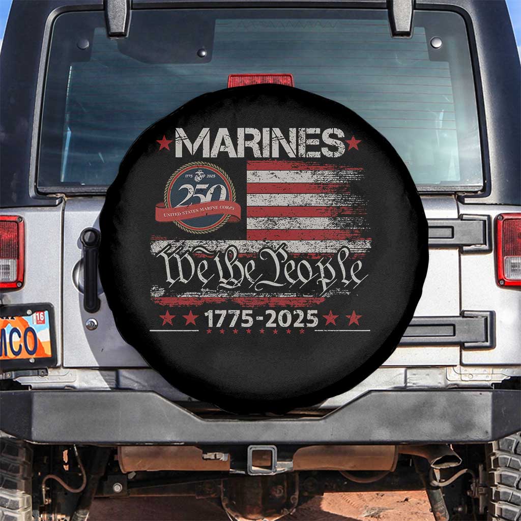 Marine Veteran 250th Anniversary Spare Tire Cover Retro Patriotic Military Gift American Flag - Wonder Print Shop