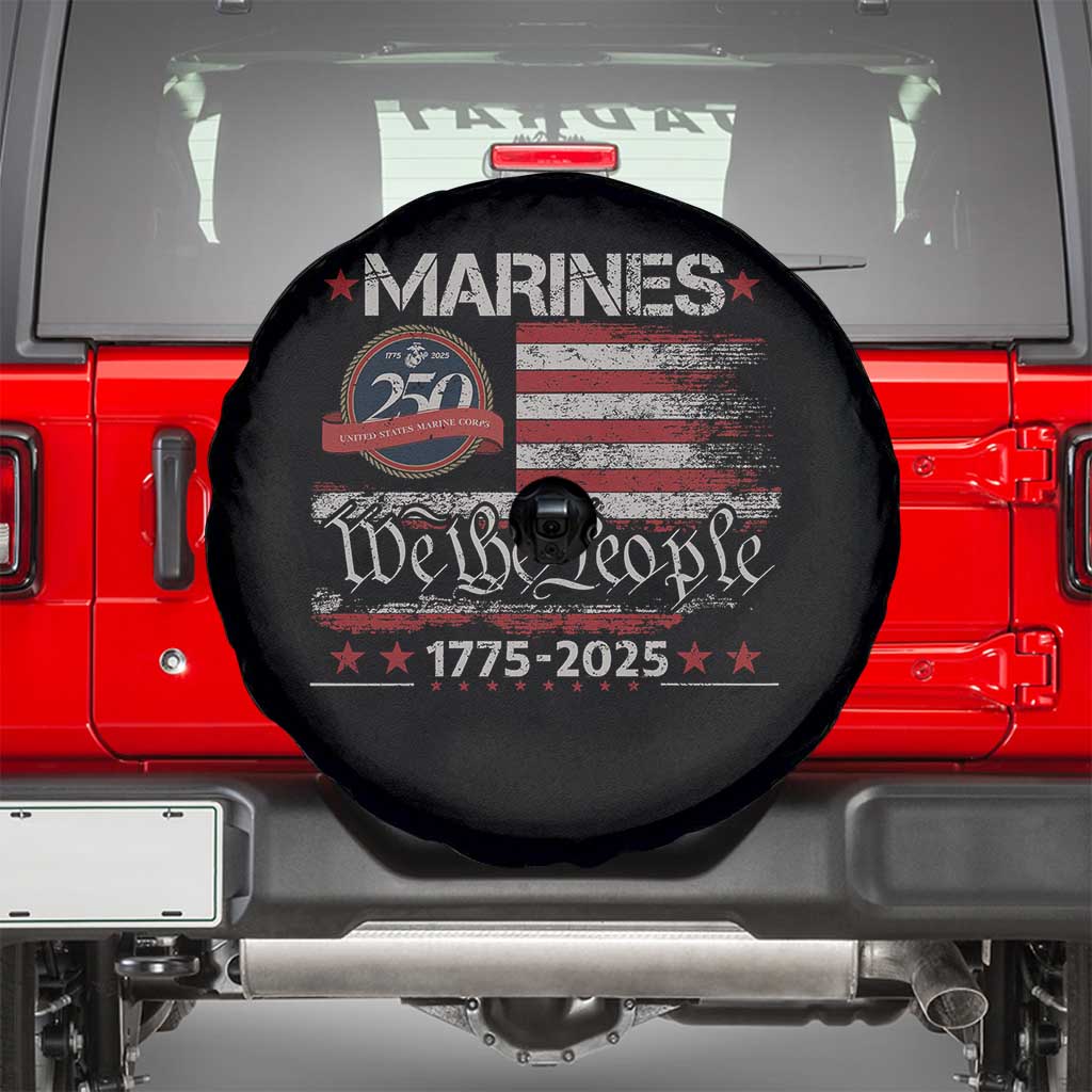 Marine Veteran 250th Anniversary Spare Tire Cover Retro Patriotic Military Gift American Flag - Wonder Print Shop