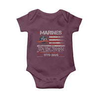 Marine Veteran 250th Anniversary Baby Onesie Retro Patriotic Military Gift American Flag - Wonder Print Shop