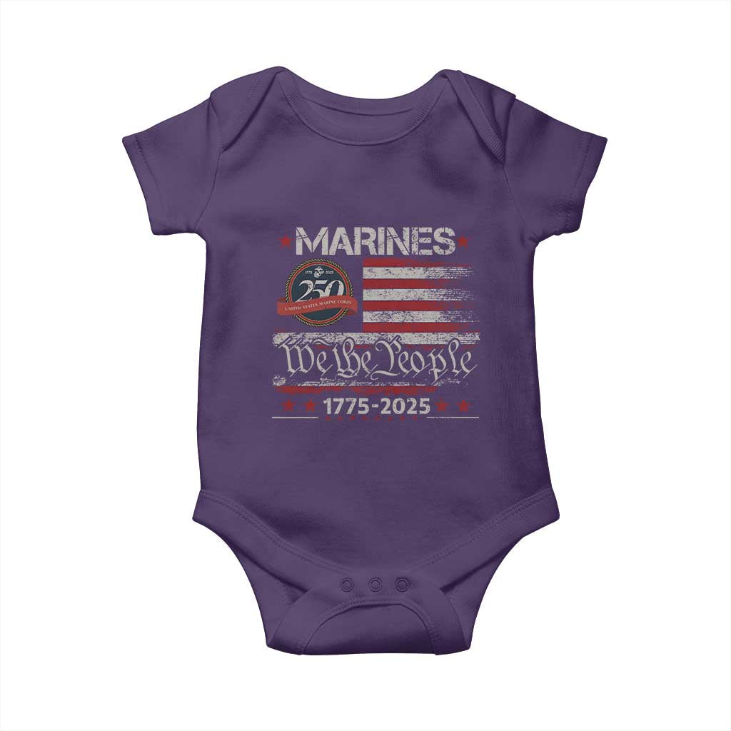 Marine Veteran 250th Anniversary Baby Onesie Retro Patriotic Military Gift American Flag - Wonder Print Shop
