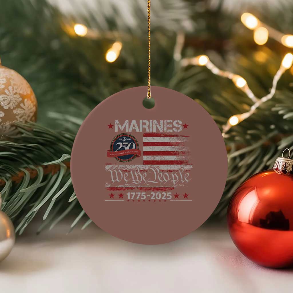Marine Veteran 250th Anniversary Ceramic Ornament Retro Patriotic Military Gift American Flag - Wonder Print Shop