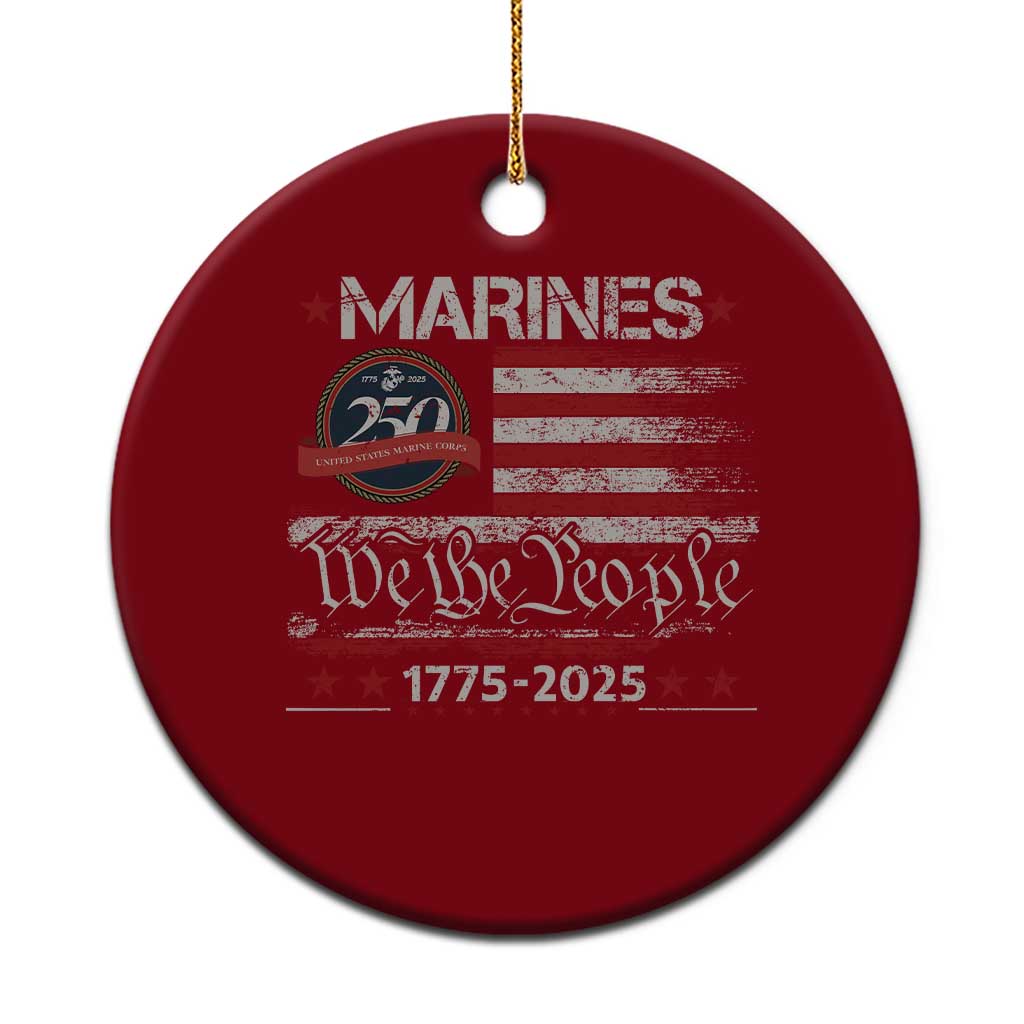 Marine Veteran 250th Anniversary Ceramic Ornament Retro Patriotic Military Gift American Flag - Wonder Print Shop
